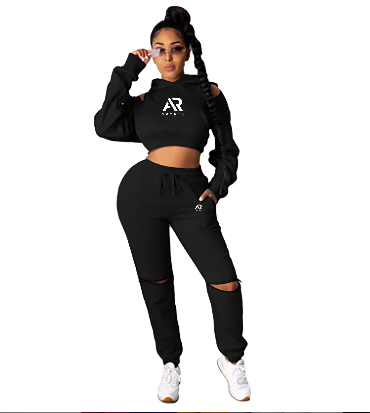 AR Sportswear women's 2Pcs Hoodie Crop with Pants