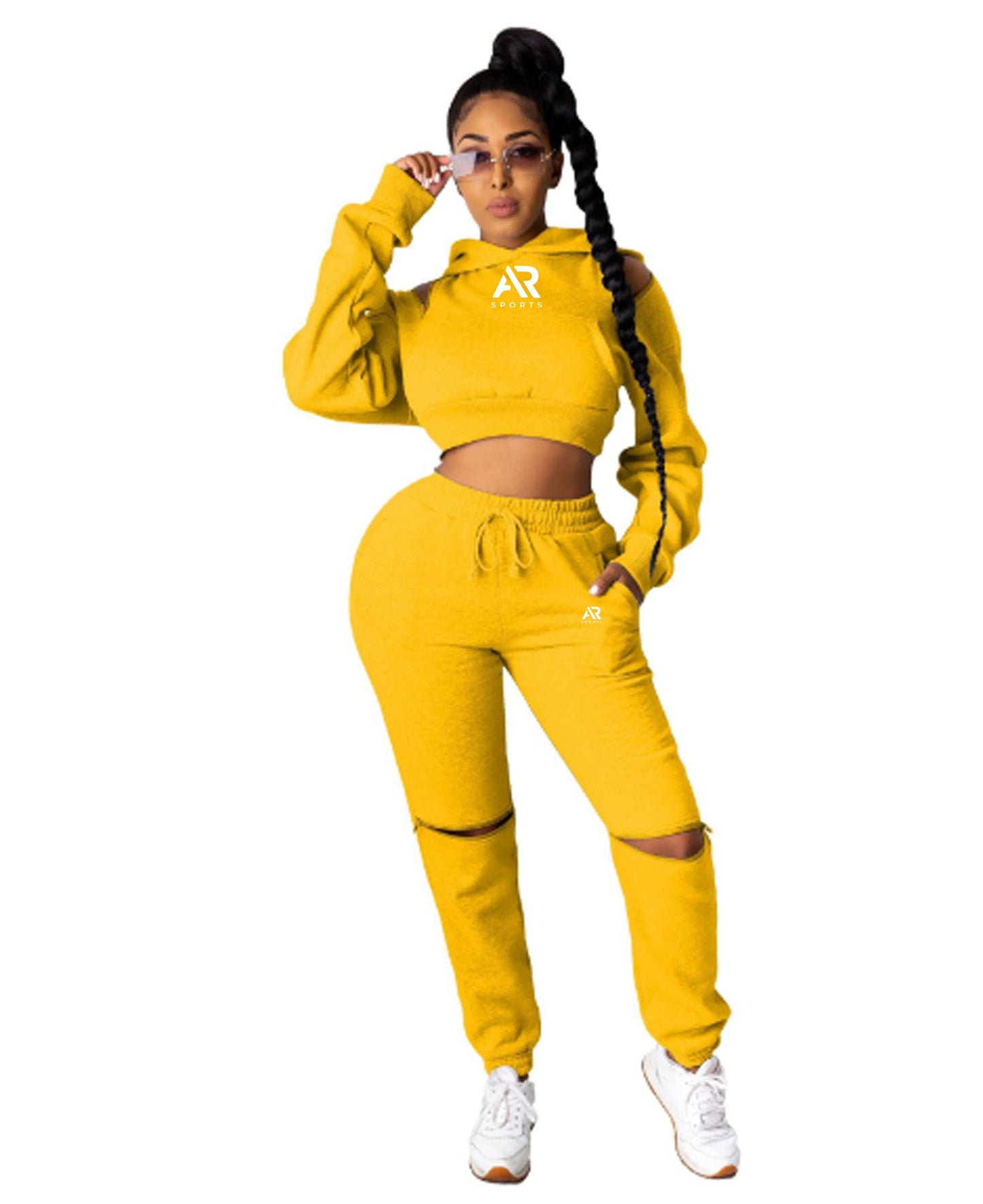 AR Sportswear women's 2Pcs Hoodie Crop with Pants